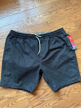 MBX Premium Goods Mens Peached Twill Dock SHORTS Black Elasticized Waist XL NEW